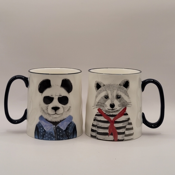 Signature Other - Signature Hipster Animal Mug Set of 2 Panda Raccoon